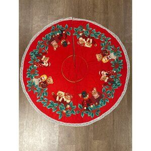 Raggedy Ann & Andy/Teddy Bear Christmas Tree Skirt 42" Cottage Core Granny Core